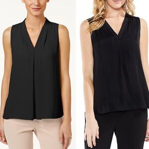 Vince Camuto Inverted Pleat Pullover Black Sleeveless Blouse